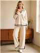 Ensemble pull à col roulé et pantalon avec finitions contrastées