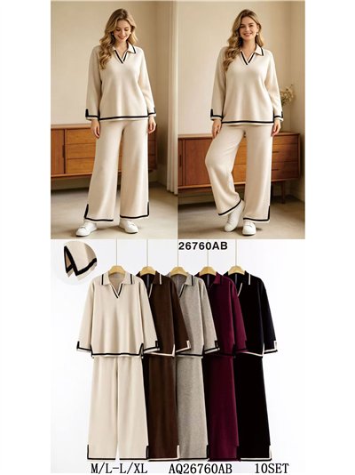 Ensemble pull à col roulé et pantalon avec finitions contrastées 2