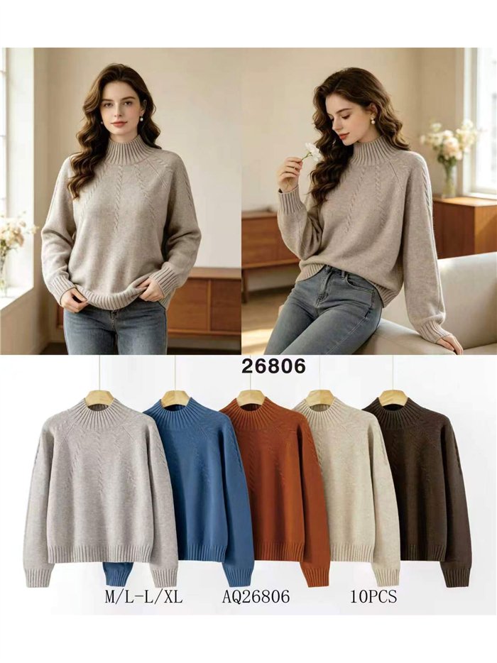 High neck cable detail sweater