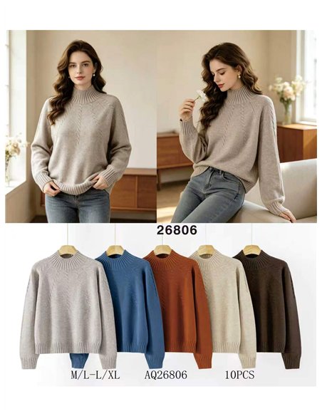 High neck cable detail sweater