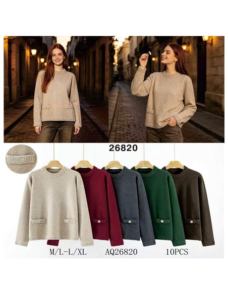 Pullover mit Taschen und Knopf