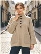 Pull oversize à motif losanges et col boutonné
