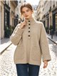 Pull oversize à motif losanges et col boutonné