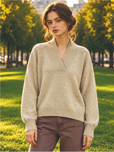 Oversized V-Ausschnitt-Pullover