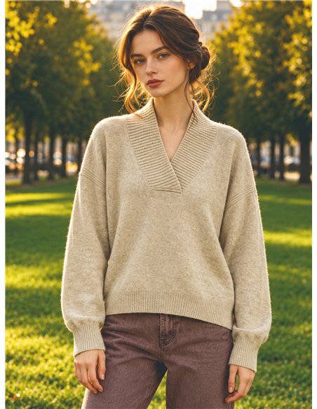 Oversized V-Ausschnitt-Pullover