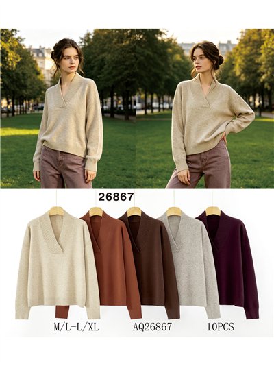 Oversized V-Ausschnitt-Pullover 2