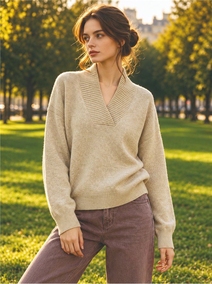 Oversized V-Ausschnitt-Pullover