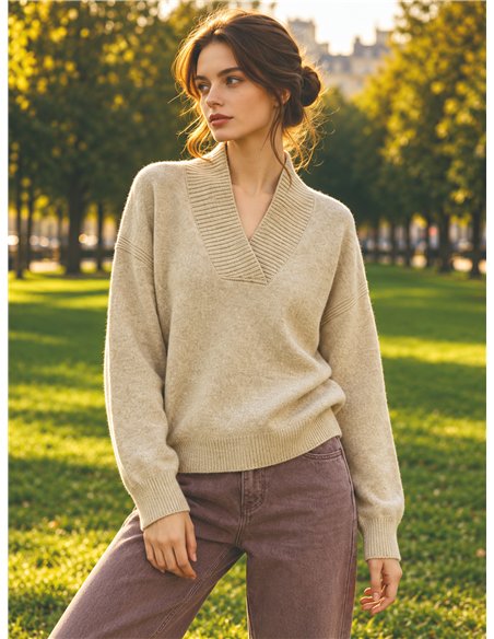 Oversized V-Ausschnitt-Pullover