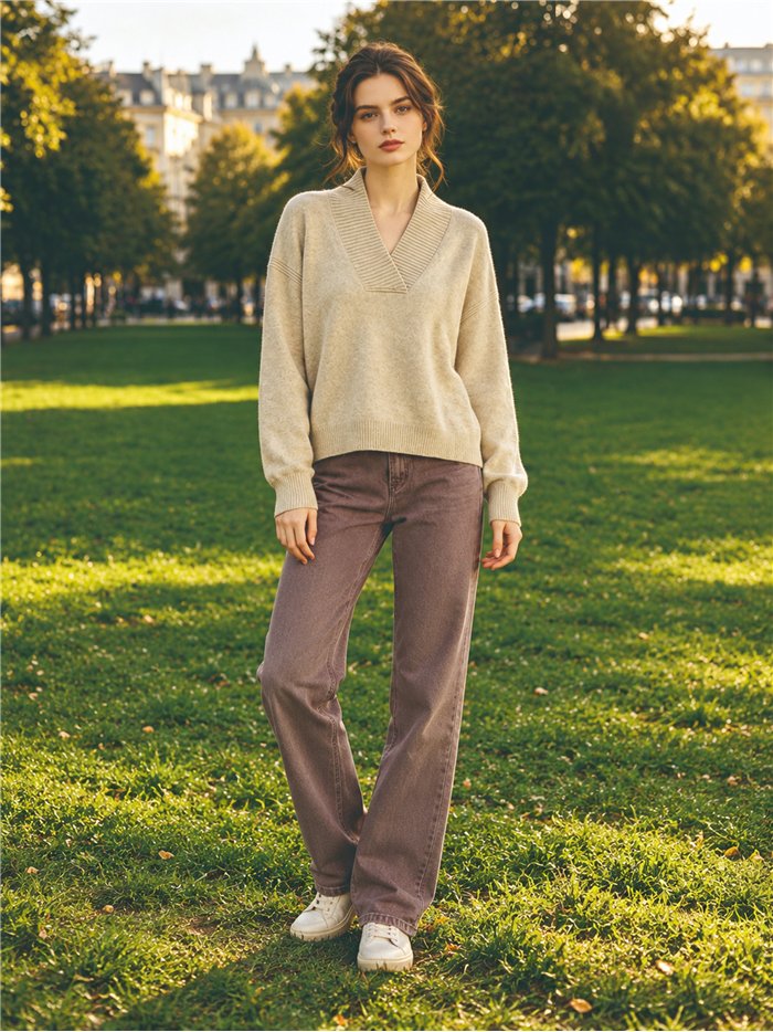 Oversized V-Ausschnitt-Pullover