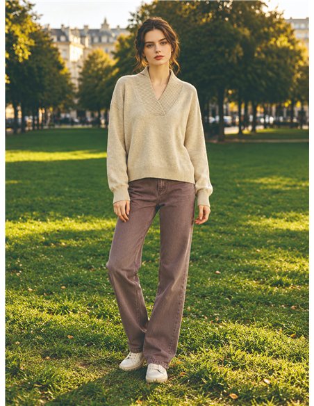 Oversized V-Ausschnitt-Pullover