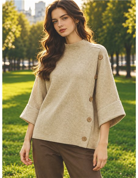Jersey amplio con botones laterales