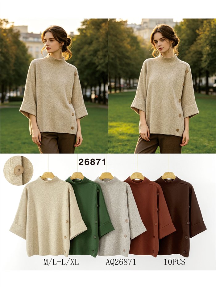 Jersey amplio con botones laterales
