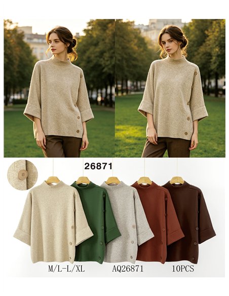 Jersey amplio con botones laterales