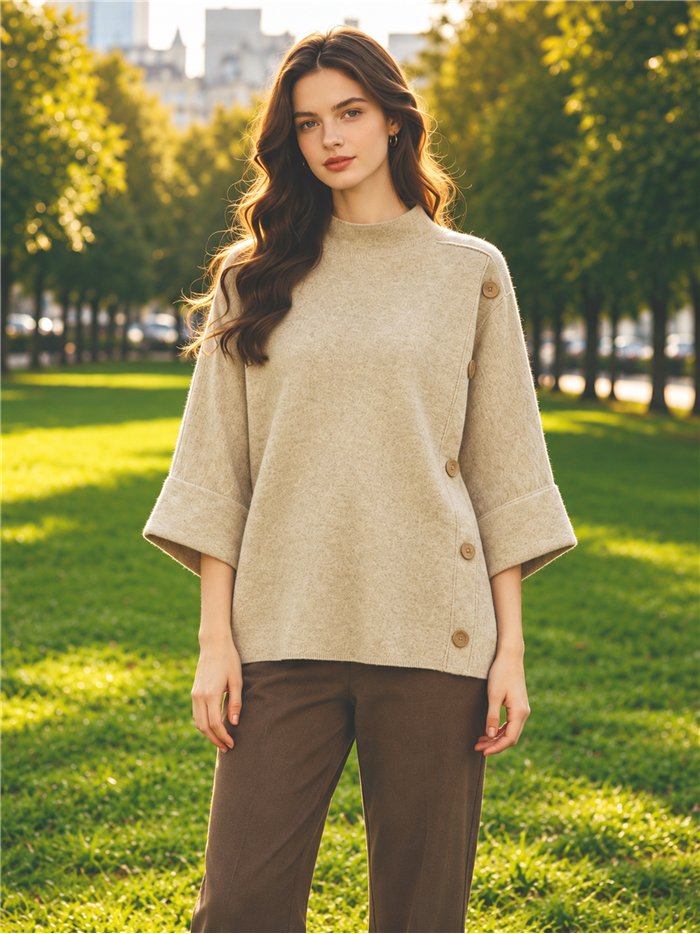 Jersey amplio con botones laterales