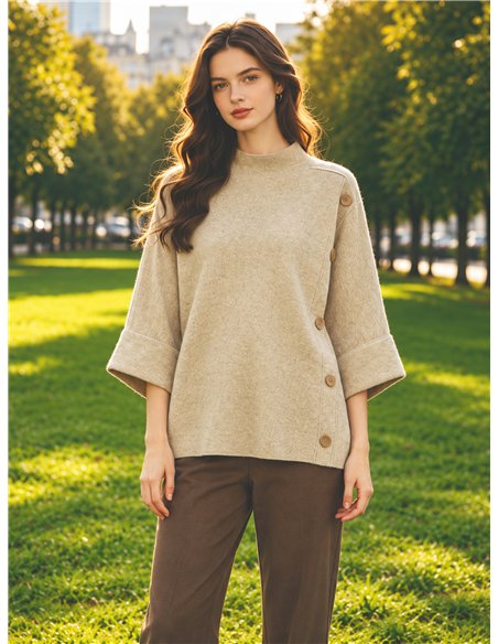 Jersey amplio con botones laterales