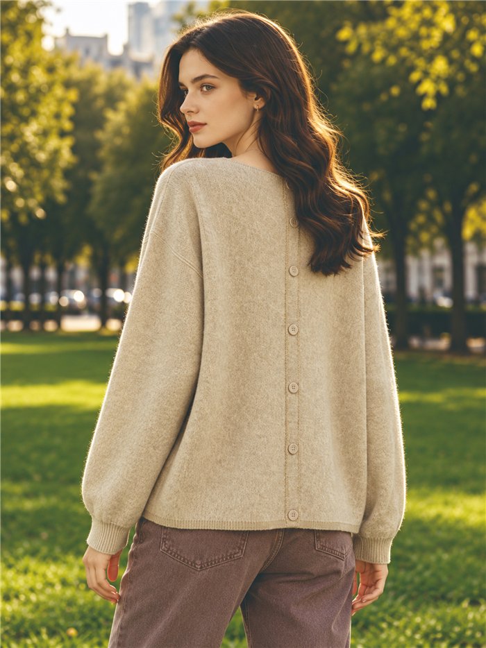 Relaxed button back sweater