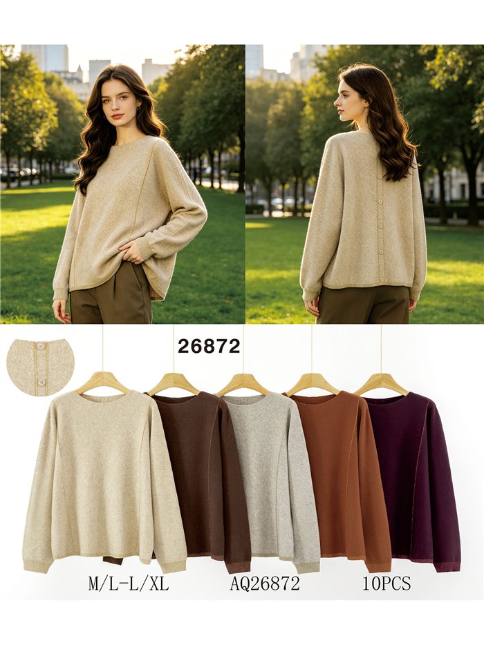 Relaxed button back sweater