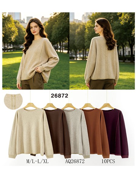 Relaxed button back sweater