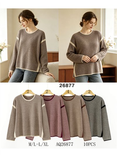 Zweifarbiger Pullover mit kontrastierender Borte 2