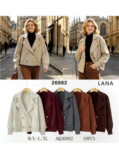Jaqueta curta de tricô estilo blazer 2