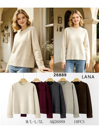Cable hem round neck sweater 2