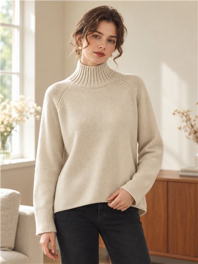 High neck knit sweater
