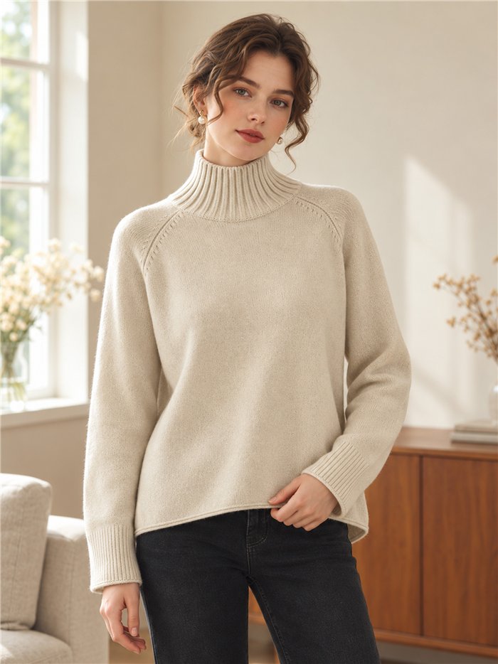 High neck knit sweater