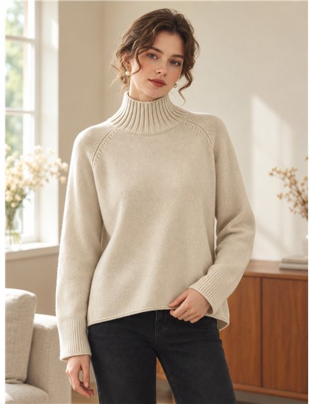 High neck knit sweater