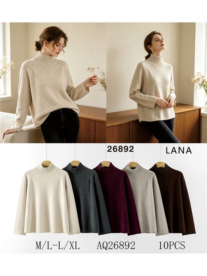 High neck knit sweater