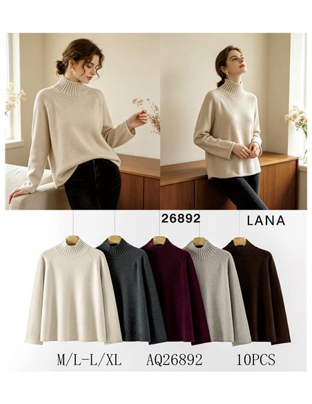 High neck knit sweater