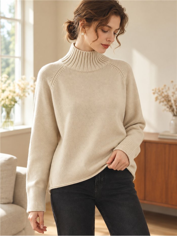 High neck knit sweater