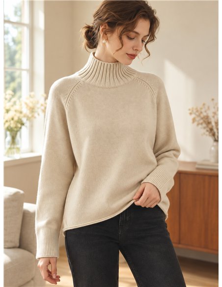 High neck knit sweater