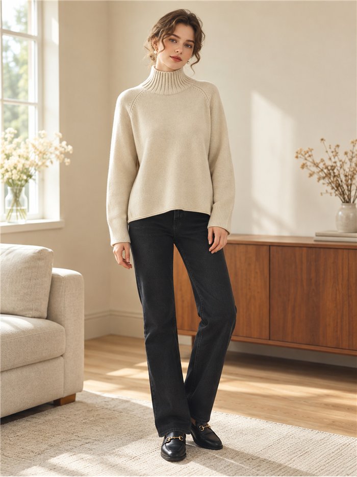 High neck knit sweater