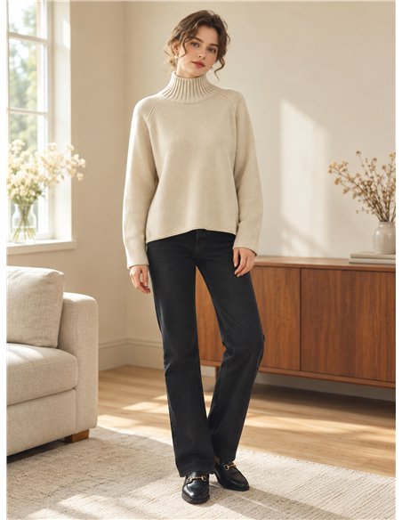 High neck knit sweater