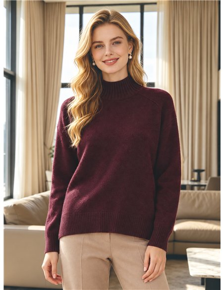 Strickpullover mit hohem Kragen aus Wolle