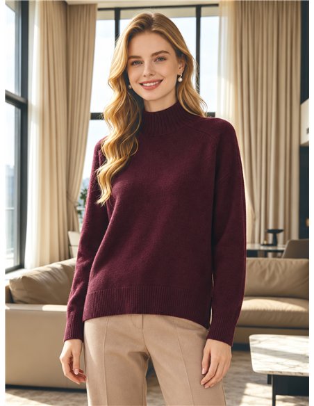 Strickpullover mit hohem Kragen aus Wolle