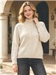 Maglione a collo alto con treccia centrale