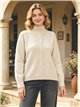 Maglione a collo alto con treccia centrale