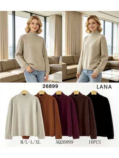 Wool blend high neck detail sweater 2