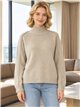 Wool blend high neck detail sweater