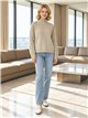 Wool blend high neck detail sweater