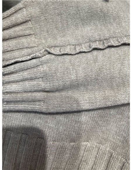 Wool blend high neck detail sweater