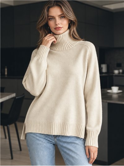 Jersey amplio cuello vuelto con lana