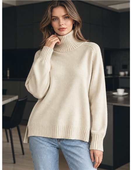 Jersey amplio cuello vuelto con lana