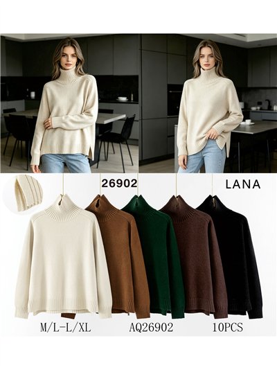 Jersey amplio cuello vuelto con lana 2