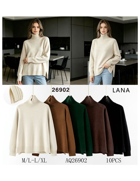Jersey amplio cuello vuelto con lana