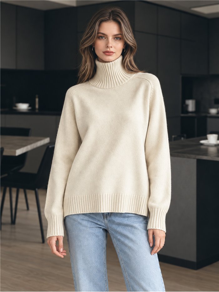 Jersey amplio cuello vuelto con lana