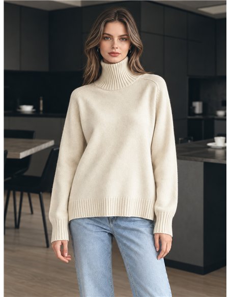 Jersey amplio cuello vuelto con lana