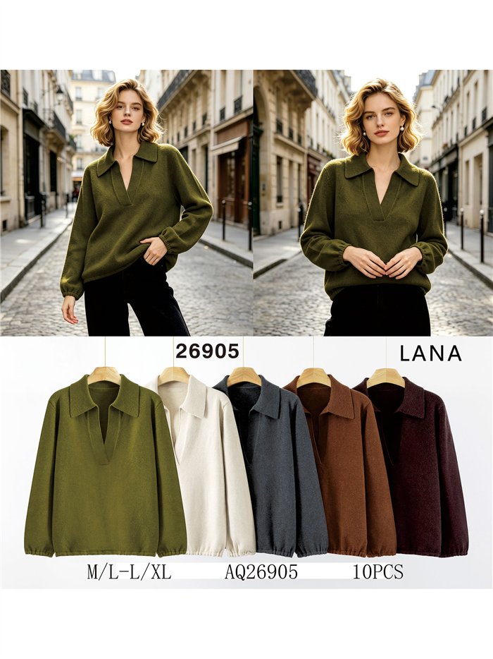 Jersey cuello polo con lana
