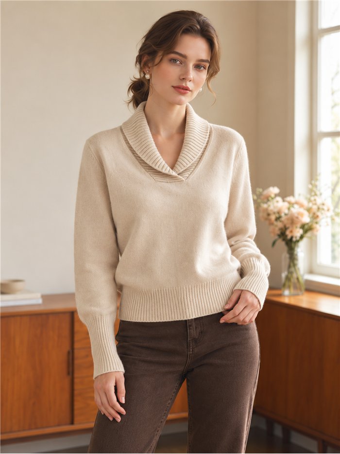 Maglione con collo a scialle